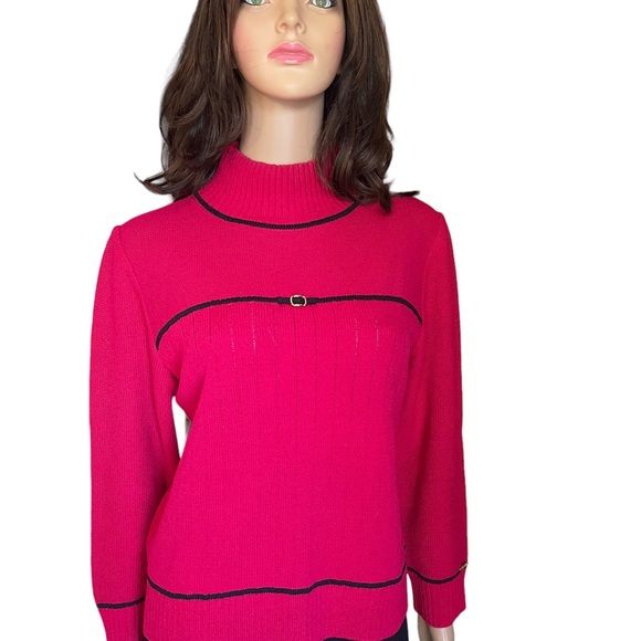St John red Bow Mock Turtleneck Size M - Picture 4 of 15